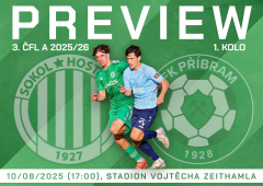 Preview: Hostouň prověří na úvod sezony rezerva Příbrami